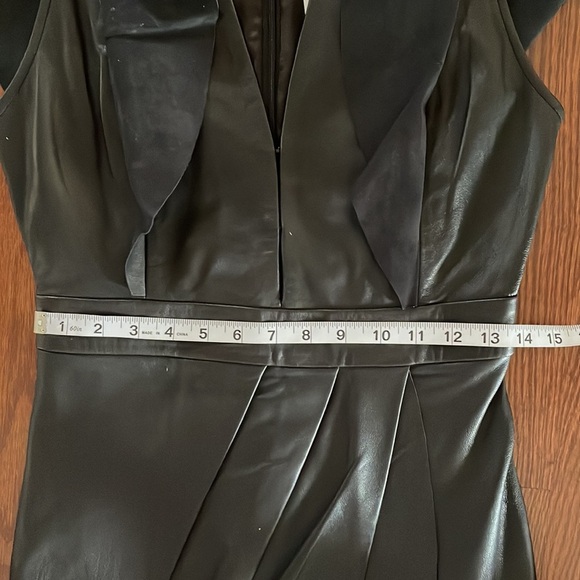 UTERQUE sheep LEATHER flutter mini dress faux wrap deep V neck zip back black S - Picture 14 of 16